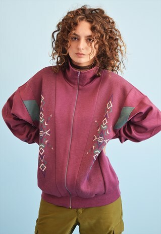 80'S RETRO FAIR ISLE PRINT KNIT CARDIGAN