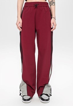 Parachute joggers utility pants beam sports trousers in red 