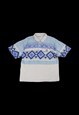 Vintage 90s Sergio Tacchini Pattern Polo Shirt in White