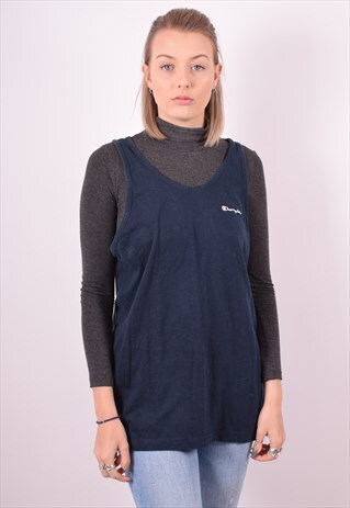 CHAMPION WOMENS VINTAGE VEST TOP XL NAVY BLUE 90S