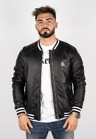 BLACK LEATHER BOMBER