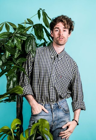 VINTAGE BLUE AND YELLOW CHECKED RALPH LAUREN SHIRT
