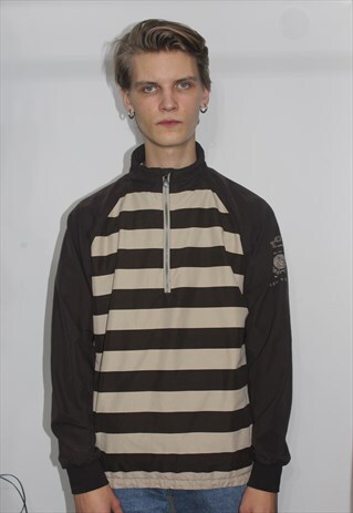 VINTAGE 90' UNIQUE MULTI STRIPED BROWN UNISEX JACKET