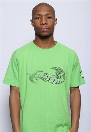 VINTAGE NIKE BIG SPELL OUT LOGO T-SHIRT GREEN