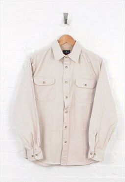 Vintage Wrangler Oxford Over Washed Beige Shirt Small CV1186