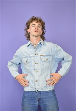 Vintage blue denim classic jeans bomber jacket