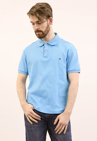 TOMMY HILFIGER VINTAGE 1990S BLUE POLO SHIRT