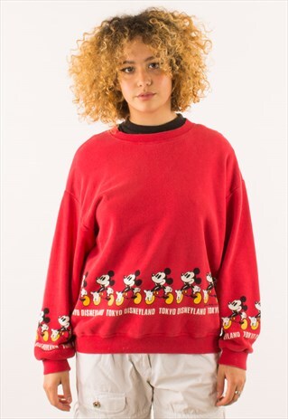 VINTAGE 90S RED MICKEY MOUSE CREWNECK SWEATSHIRT
