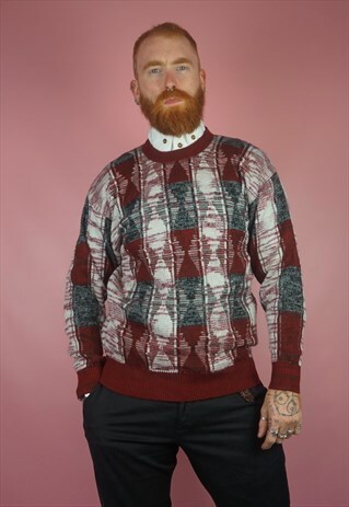 VINTAGE1980S RED KNIT JUMPER