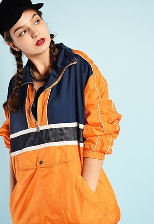 Y2K RETRO SPORTS SHELL JACKET WINDBREAKER ANORAK