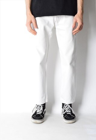 VINTAGE 90S CREAM WHITE UNISEX LEVIS 501 JEANS