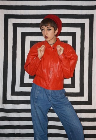 VINTAGE 80'S ITALIAN RED LEATHER JACKET