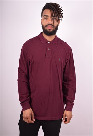 POLO RALPH LAUREN MENS VINTAGE POLO SHIRT XL MAROON 90S