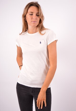 VINTAGE POLO RALPH LAUREN T-SHIRT TOP WHITE