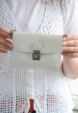 Vintage 70's White Leather Tiny Bag