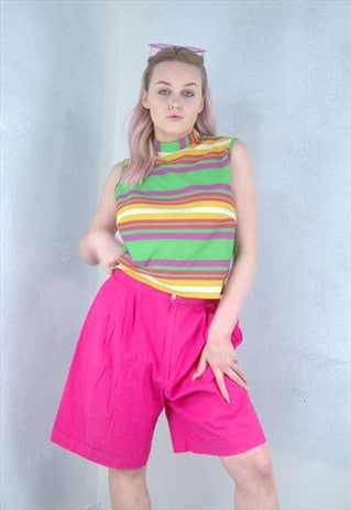 VINTAGE Y2K FUNKY COLOURFULLY FESTIVAL MESH STRIPPED BLOUSE 