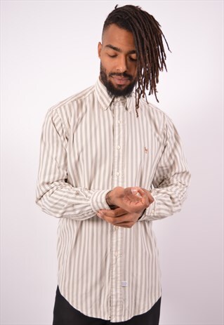 VINTAGE POLO RALPH LAUREN SHIRT STRIPES WHITE