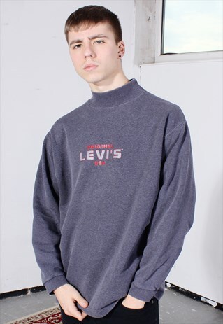 VINTAGE LEVI'S ASPHALT GREY HIGH NECK SWEATSHIRT