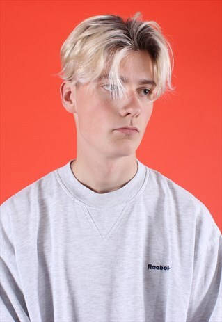 REEBOK LIGHT HEATHER GREY EMBROIDERED SWEATSHIRT