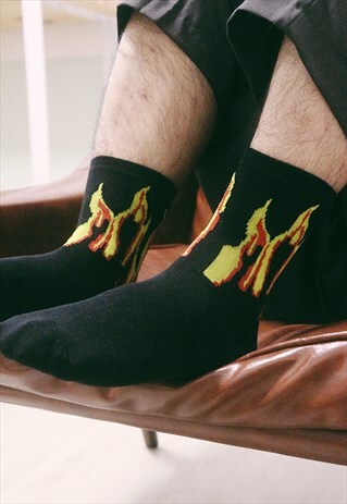 FIRE FLAME SOCKS - BLACK/YELLOW