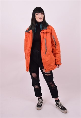 VINTAGE 90'S ORANGE SKI WINDBREAKER JACKET SIZE LARGE