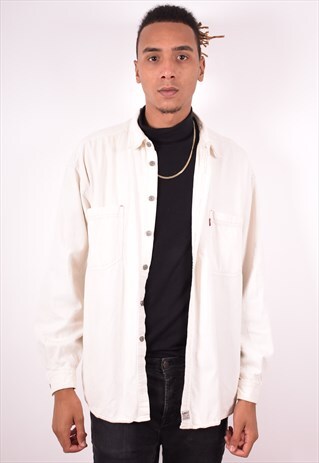 LEVI'S MENS VINTAGE DENIM SHIRT XL WHITE 90S