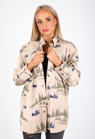VINTAGE UNBRANDED PATTERN LONG SLEEVE SHIRT S230