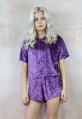 VIOLET CRUSH VELVET SHORTS & TOP CO-ORD