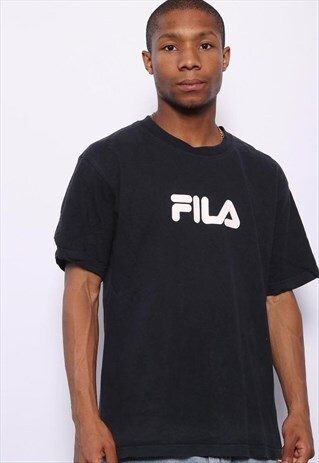 VINTAGE FILA BIG SPELL OUT LOGO T-SHIRT BLACK