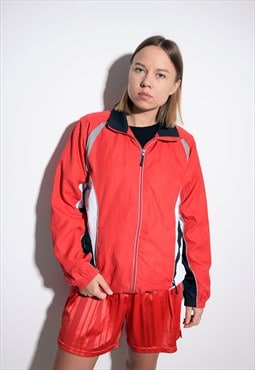 Unisex windbreaker jacket red sports tracksuit shell top Y2K