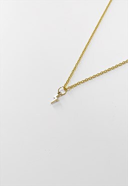 54 Floral Small Lighting Bolt Pendant Necklace Chain - Gold