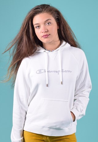 VINTAGE CHAMPION WHITE AND GREY HOODIE