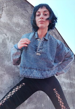 VINTAGE CROP BLOUSE IN DENIM