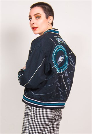 VINTAGE 90'S BLACK NFL PHILADELPHIA EAGLES BOMBER JACKET