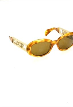 Moschino Sunglasses y2k Tortoiseshell Logo Gold Metal Arms