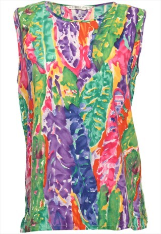 BEYOND RETRO VINTAGE PRINTED MULTI COLOUR BLOUSE - M