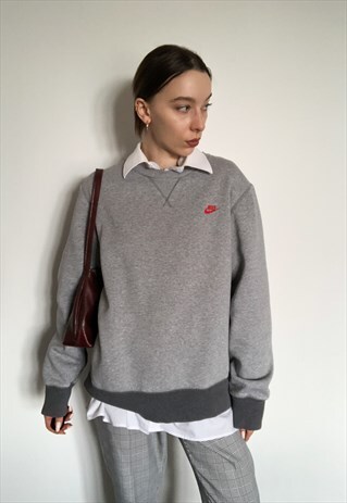 VINTAGE NIKE UNISEX GREY EMBROIDERED CREWNECK SWEATSHIRT