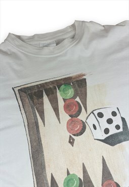 Island Vintage 90s White T-shirt Backgammon print