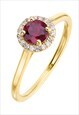 Ruby birthstone & diamond halo ring 