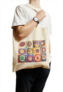 Kandinsky Squares with Concentric Circles Tote Bag Vintage