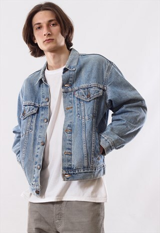 90'S VINTAGE MENS LEVIS TRUCKER WASHED JEANS DENIM JACKET