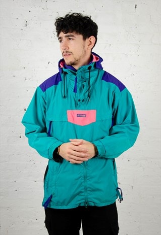 VINTAGE GREEN/PURPLE COLUMBIA WATERPROOF COAT
