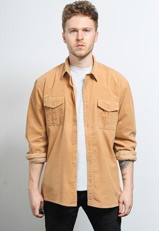 VINTAGE CORDUROY CORD SHIRT BROWN