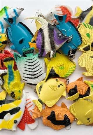 BIG WEIRD PLASTIC FUNKY FESTIVAL WEIRD FISH EARRINGS