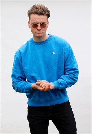 CHAMPION USA MINIMALIST BRANDEIS BLUE WEATSHIRT