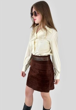 80's Arvelle Vintage Brown Suede Ladies Mini Skirt