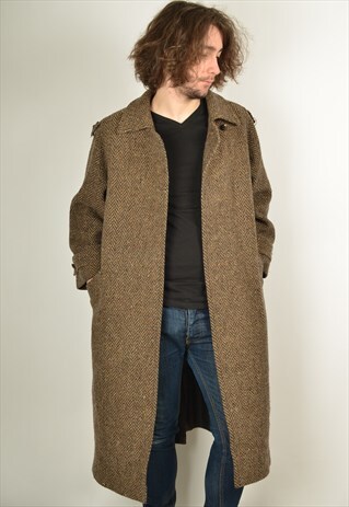 VINTAGE TWEED WOOL LONG LINE SHERLOCK HOLMES OVER COAT