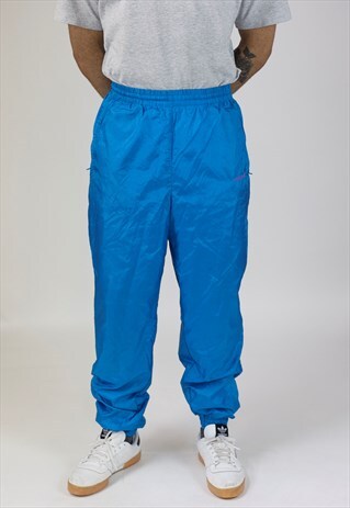 VINTAGE 90'S ADIDAS BLUE SHELL TRACKSUIT BOTTOMS
