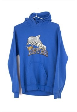 Vintage Gildan Dever Hoodie in Blue S