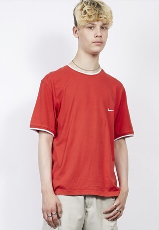 VINTAGE 90'S NIKE PIPED RED T-SHIRT
